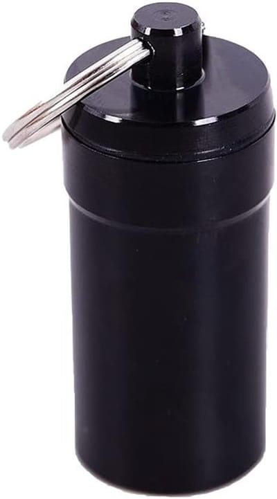 Draagbare waterdichte pillendoos met sleutelhanger, mini-organizer voor tabletten, ideaal voor reizen en outdoor activiteiten, oranje kleur