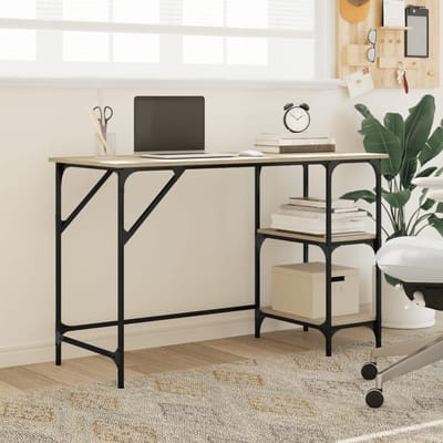 vidaXL - Bureau - 120x50x75 - cm - metaal - en - bewerkt - hout - sonoma - eikenkleurig