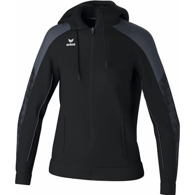 Erima Evo Star Trainingsjack Met Capuchon Dames - Zwart / Grijs | Maat: 34