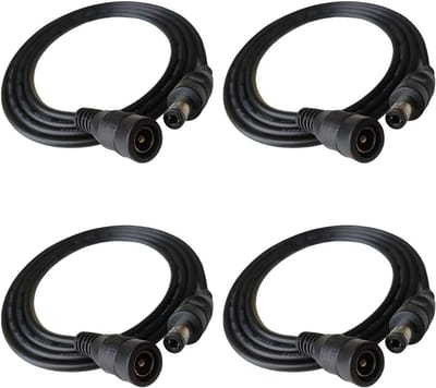 4-delige DC 12V verlengkabel set, 1 meter stroomkabel 5.5x2.1mm, mannelijke naar vrouwelijke 22AWG koperdraad voor beveiligingscamera's en elektronica