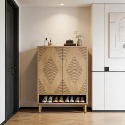 Clruro Schoenenkast - Houten Schoenenrek met Opbergruimte - Hout - Naturel