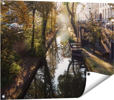 Gards Tuinposter Nieuwe Gracht in Utrecht - 80x60 cm - Tuindoek - Tuindecoratie - Wanddecoratie buiten - Tuinschilderij