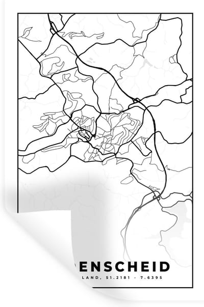 Muurstickers - Sticker Folie - Lüdenscheid - Plattegrond - Stadskaart - Kaart - 20x30 cm - Plakfolie - Muurstickers Kinderkamer - Zelfklevend Behang - Zelfklevend behangpapier - Stickerfolie