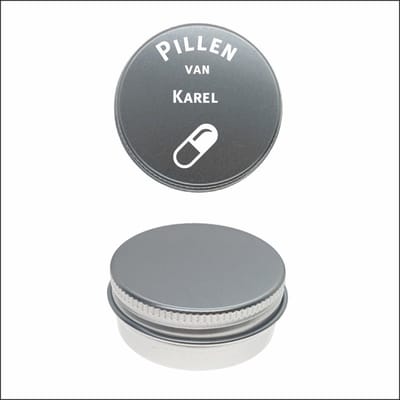 Pillen Blikje Met Naam Gravering - Karel