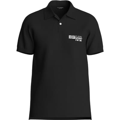 Korte Mouwen Kraag Logo Polo Shirt in Zwart