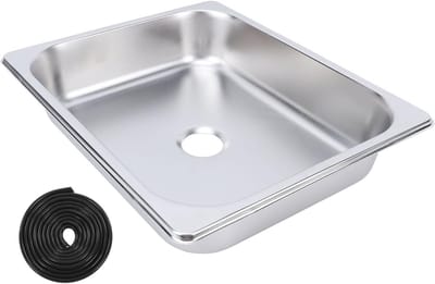 Ronde RVS spoelbak 325 x 265 x 65 mm, vierkante inbouwkeuken- en badkamerspoelbak met 40 mm afvoer, duurzaam en stijlvol ontwerp