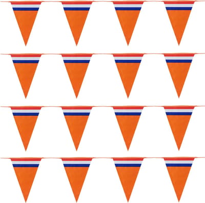 Bellatio Decorations Slinger oranje - 4x10 meter - Holland vlaggenlijn - Nederlandse vlag - Oranje versiering WK/ EK/ Koningsdag