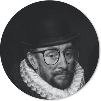 Muismat rond 20x20 cm - Mousepad Portret van Willem I - Adriaen Thomasz - Zwart - Wit - Ronde muismatten