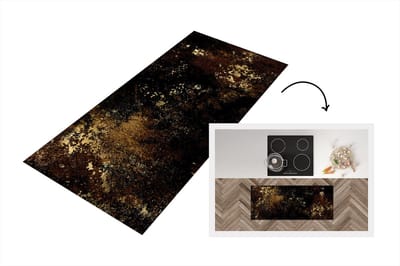Keukenloper - Loper keuken - Goud - Zwart - Luxe - 120x50 cm - Keukenloper vinyl