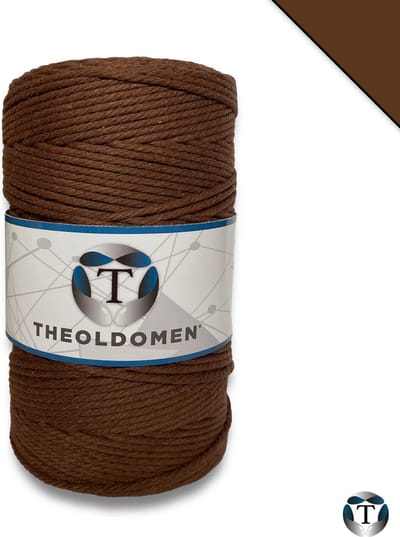 Macramé Koord | Bruin | 200 meter | 100% Katoen | Macramé Touw | Macramé | Voor Macramé Plantenhanger | Wandkleed | Dromenvanger | Triple Twist | DIY | Touw | 3mm | TheOldOmen |