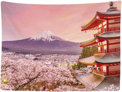 Wandkleed binnen - Wandtapijt - Bloemen - Japan - Berg - Natuur - Muurkleed - Wanddoek Stof - 200 x 150 cm - Wanddecoratie - Poster - Ulticool