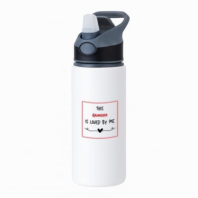 Hacebo® - this grandpa is loved by me waterfles met rietje zwart - Opa - iemand die houdt van zijn opa - verjaardag - cadeautje voor opa - opa artikelen - kado - geschenk - water fles - 650ML