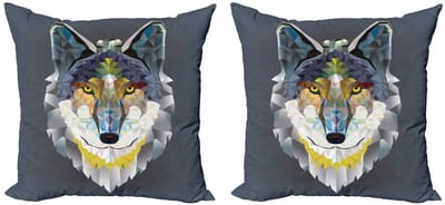 ABAKUHAUS Zoo kussenhoes set – 2x45x45 cm – dubbelzijdig – multicolor
