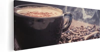 Artaza Canvas Schilderij Koffiebonen - 60x20 cm - Wanddecoratie Koffie - Muurdecoratie Keuken - Kamer Accessoires Stilleven