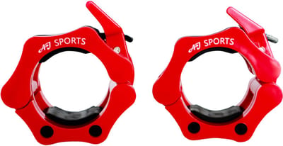 AJ-Sports Halterstangsluiters Rood - Barbell collars - Haltersluiting 50mm - Halterklemmen - Barbell - Barbell clips - Olympic barbell - Set van 2 - Zwart - Fitness - Krachttraining