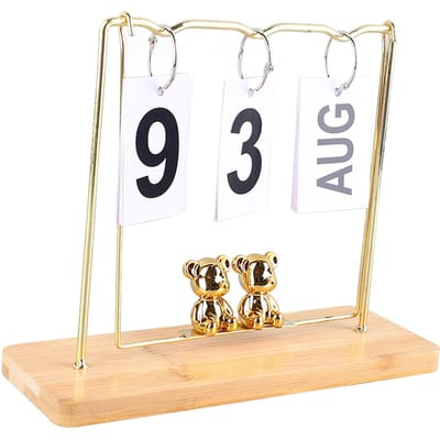 Beren Houten Metalen Flip Kalender Dagelijkse Flip Kalender Herbruikbare Eeuwigdurende Kalender Desktop Flip beige
