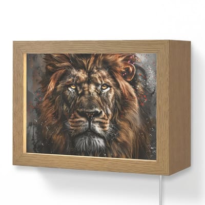Wandlamp 20x15 cm - Oplaadbaar - Leeuw - Dieren - Portret - Zwart - Luxe - Wandlampen binnen woonkamer - Slaapkamer lamp met kabel - Decoratieve nachtlamp - Vloerlamp snoer