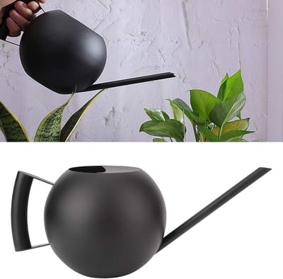 Lange uitloop gieter - 33 oz/1L - zwart - RVS - kamerplant - indoor - outdoor - voor binnen- en buitengebruik