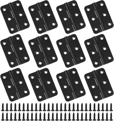 Set van 12 Zwarte Scharnieren van 2 Inch voor Houten Deuren met 74 Scharnier Schroeven voor Meubels en Kasten