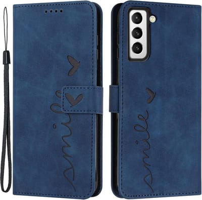 Coverup Hoesje - Geschikt voor Samsung Galaxy S22 Hoesje - Coverup Smile Book Case - Blauw