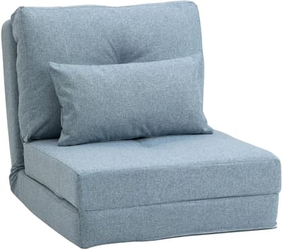 Slaapstoel - Uitklapbaar - Slaapbank - Logeerbed - Zetelbed - Slaapfauteuil - Vouwbed - 1 persoons - Zeer comfortabel - Hemelsblauw