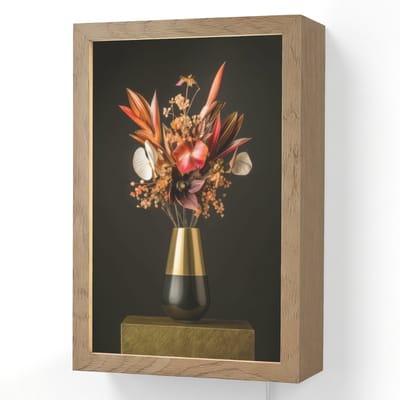 Wandlamp 20x30 cm - Oplaadbaar - Exotisch - Boeket - Vaas - Goud - Wandlampen binnen woonkamer - Slaapkamer lamp met kabel - Decoratieve nachtlamp - Vloerlamp snoer