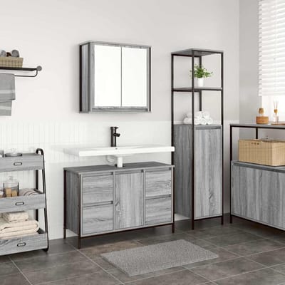 vidaXL - Badkamermeubel - Set - 2 - st - Grijs - Sonoma - en - Zwart - 36 - x - 35 - x - 165 - cm