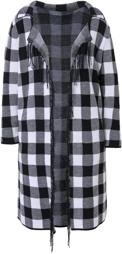 Angel of Style - Dames - Vest Straight Fit ruiten gerafelde zoom - Zwart - Maat 46+