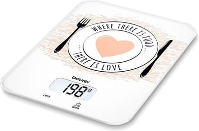 Beurer KS 19 Love Digitale Keukenweegschaal – 5 kg – Hart Design – Tarra Functie – Touchbediening – Ultra Plat – Incl. Batterij – 5 Jaar Garantie - Wit