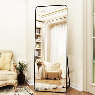 Ronde Full Body Spiegel (60x168 cm) - HD Veiligheidsglas - Vintage Wandspiegel voor Woonkamer en Slaapkamer