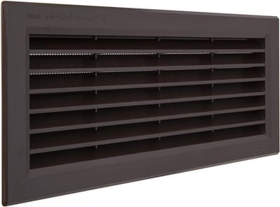 Rechthoekig Ventilatirooster Kunststof Bruin met Insectennet - Inbouwformaat 315x136 mm