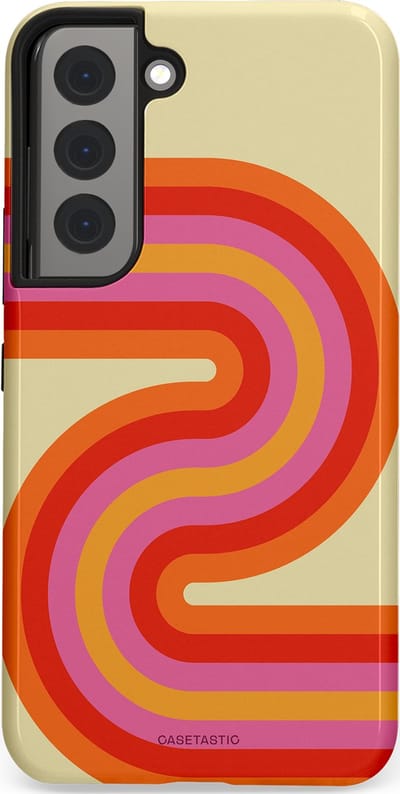 Casetastic hoesje geschikt voor Samsung Galaxy S22 - Dubbellaagse bescherming - Retro wave - Fashion Case - Zand Rood Oranje Roze