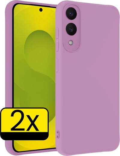 Hoesje - 2 Stuks - Geschikt voor Samsung Galaxy S25 Edge - Sterk & Shockproof - Case Siliconen - Back Cover - Telefoon Hoes - Telefoonhoesjes - Lila