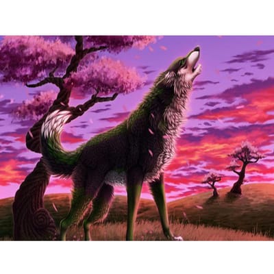 5D bricolage diamant peinture  loup  diamant broderie point de croix strass mosaïque peinture 20X30CM black