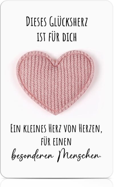 Dailygoods- Geluksbrengset - Pocket Hug Geluksharthanger - Kaart met tekst - Zachtroze Hartje - Plakstippen - Organza Zakje - Gelukshart