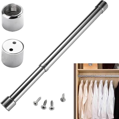Dailygoody - Verstelbare kledingstang - Uittrekbare kledinghanger - Roestvrij staal - 31-51 cm - Garderobestang - Ideaal voor kasten - Metalen stang