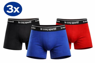 Le Coq Sportif Heren Boxershorts 3-Pack – Katoen Stretch – Marine / Blauw / Rood – Maat S (2)