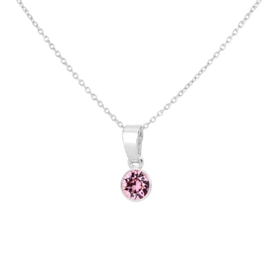 ARLIZI 1781 Ketting Swarovski Kristal Hanger Roze - Sterling Zilver - 44 cm