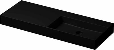 INK United porseleinen wastafel rechts zonder kraangat met porseleinen click-plug en verborgen overloop systeem 120 x 45 x 11 cm, mat zwart