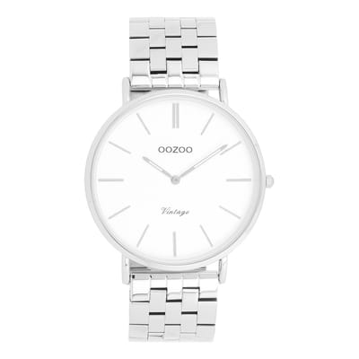 OOZOO Vintage series - Zilverkleurige horloge met roestvrijstalen armband roestvrijstalen armband - C20400