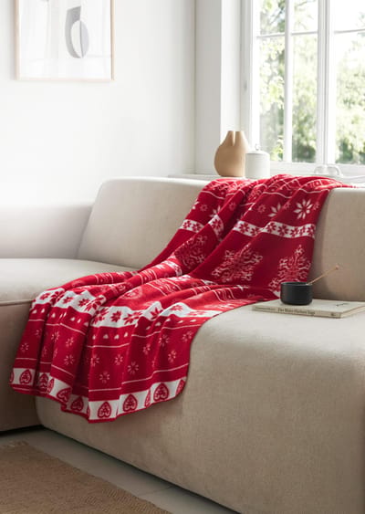 Plaid - rood / gebroken wit / gedess. - Gr. Standaardmaat van Goldner Fashion