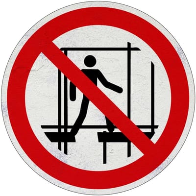 Niet op steiger lopen verbodsbord - P025 | Sign Again materiaal | 10 cm