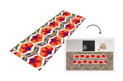 Keukenloper 150x50 cm - Keukenmat vinyl Retro - Flower Power - Vintage - Kleuren - Keukenmatten loper - Keuken vloerkleed tapijt