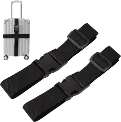 Verstelbare Kofferbanden 2 Pack, 2.5 x 180 cm, Snelle Ontgrendeling, Ideaal voor Bagage, Rugzakken en Dekbedden