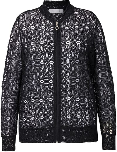 MIAMODA - Dames - Blouson kant lange mouwen - Zwart - Maat 42