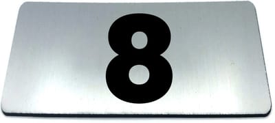 Nummerplaatje 8 - 80 x 50 x 1,6 mm - RVS-look geborsteld - Incl. 3M-tape | Nummerbordje - Deur en kamernummer - brievenbusnummers - Gratis verzending - 5 jaar garantie | Gratis Verzending