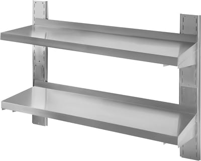 2-vlaks wandplank van roestvrij staal, zwevende opberplank, hoogte verstelbaar, ideaal voor keuken en woonkamer, tot 35 kg, 100 x 32 cm