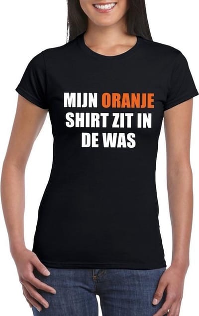 Mijn oranje shirt zit in de was t-shirt zwart dames M