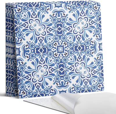Coloray Wandpanelen Zelfklevend - Klassiek bloemenpatroon Zelfklevende Wandpanelen - 50 cm x 50 cm - Blauw Wandpaneel PVC - 4 stuks - Mozaïeken Wandpanelen Zelfklevend - Wandpaneel Keuken - Wandpanelen Badkamer