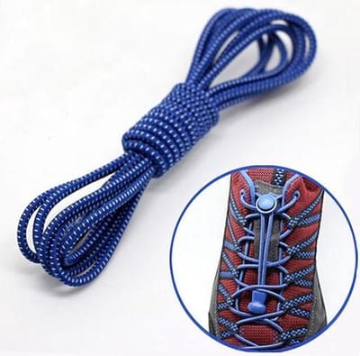 Okado Elastische Lock Veters Blauw 100 cm – Ronde Schoenveters Zonder Strikken – Met Veterklemmen en Eindclips – Voor Sneakers en Sportschoenen – 1 Paar